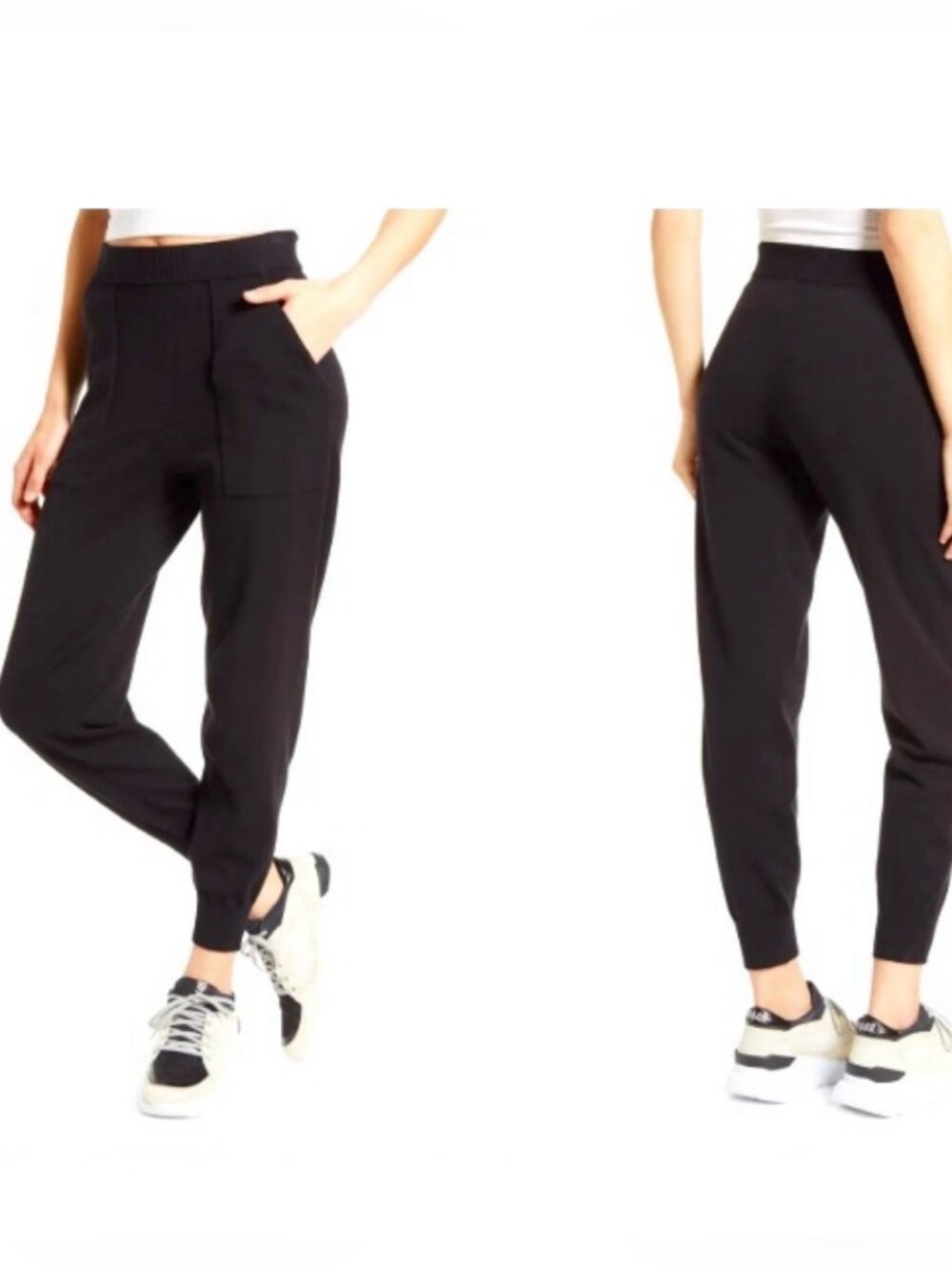 WAYF Milo Knit Supersoft Jogger High-waist Pants Black S NWT